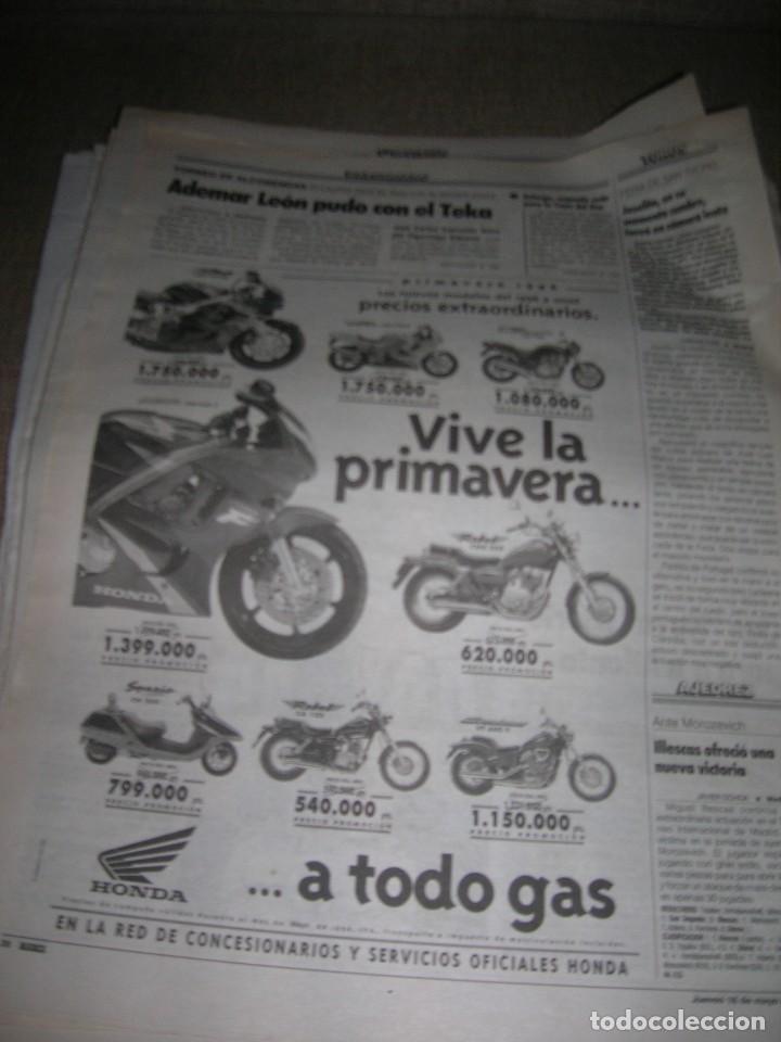 Otros Art&iacute;culos de Coleccionismo en Papel: Hoja recorte de prensa. Periodico Marca, publicidad los nuevos modelos Honda. 16 de mayo de 1996.