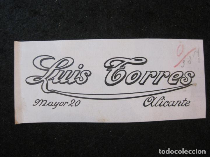 Outros artigos de papel: ALICANTE-LUIS TORRES-ORIGINAL PUBLICIDAD-VER FOTOS-(85.892)