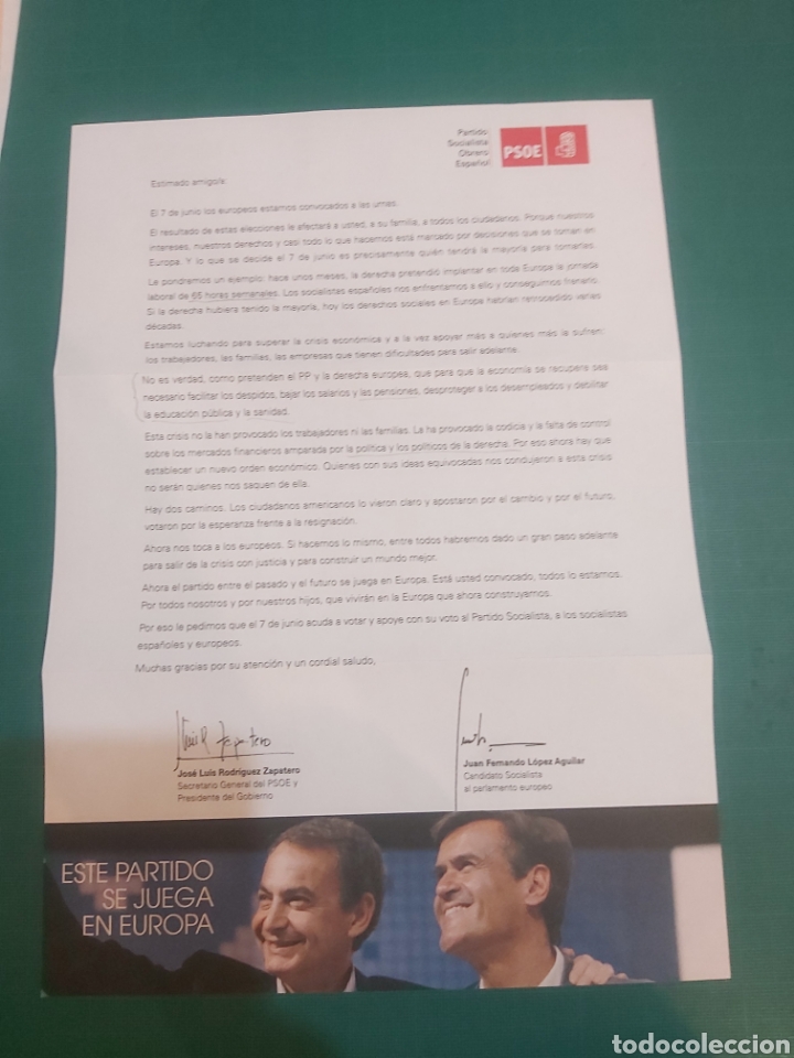 Sammelleidenschaft Andere Papierartikel: PSIE ZAPARERO y juan fernando lopez aguilar