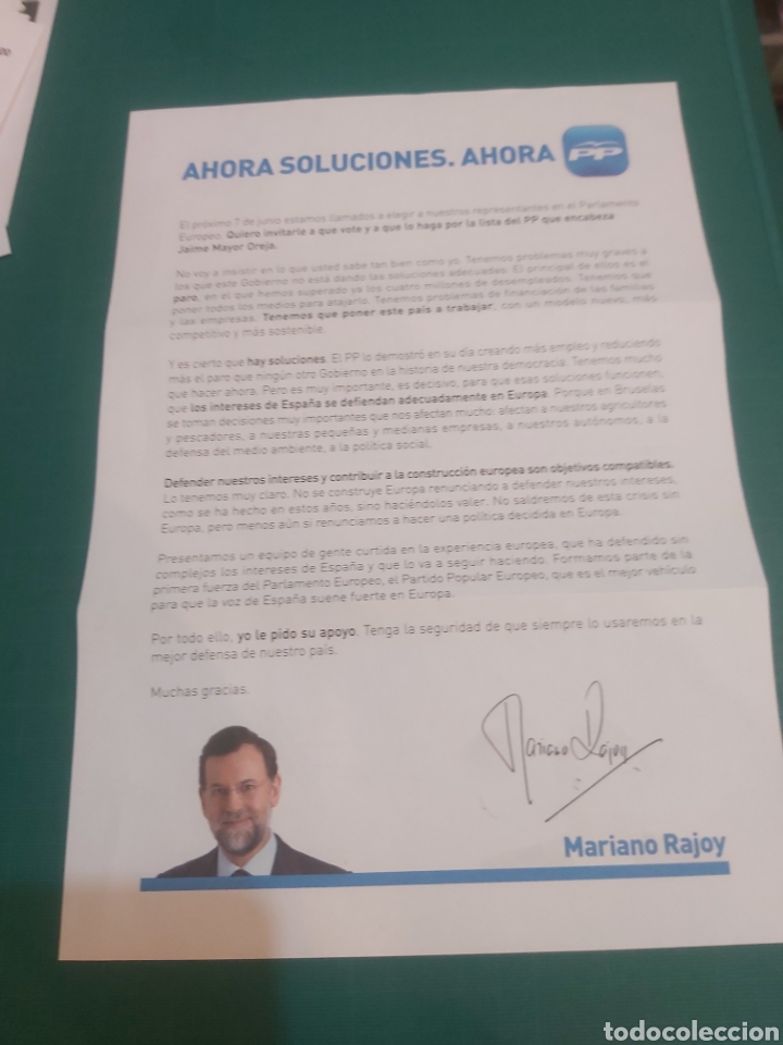 Sammelleidenschaft Andere Papierartikel: PP MARIANO RAJIY PARLAMENTO EUROPEO JAIME MAYOR OREJA