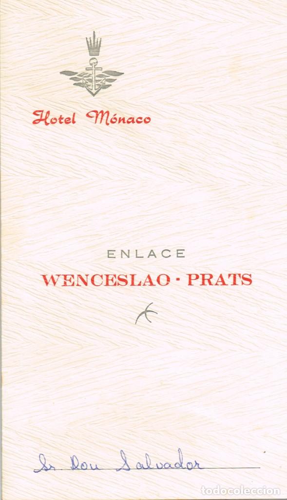 Otros Art&iacute;culos de Coleccionismo en Papel: 1968 MEN&Uacute; HOTEL M&Oacute;NACO SALOU, ENLACE WENCESLAO - PRATS