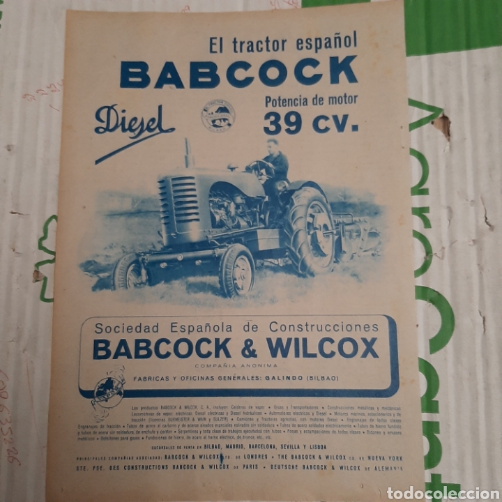 Outros artigos de papel: Publicidad tractor babcock wilcox de 1956