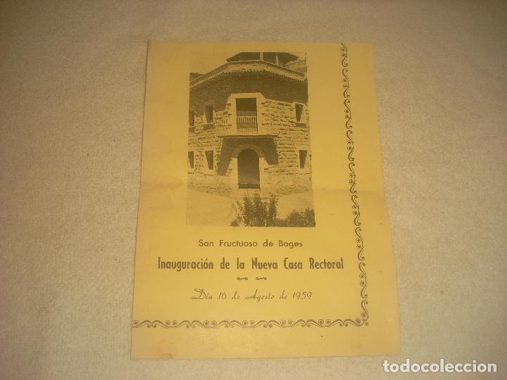 Collectionnisme Papier divers: SAN FRUCTUOSO DE BAGES. INAUGURACION DE LA NUEVA CASA RECTORAL 16 AGOSTO 1959.