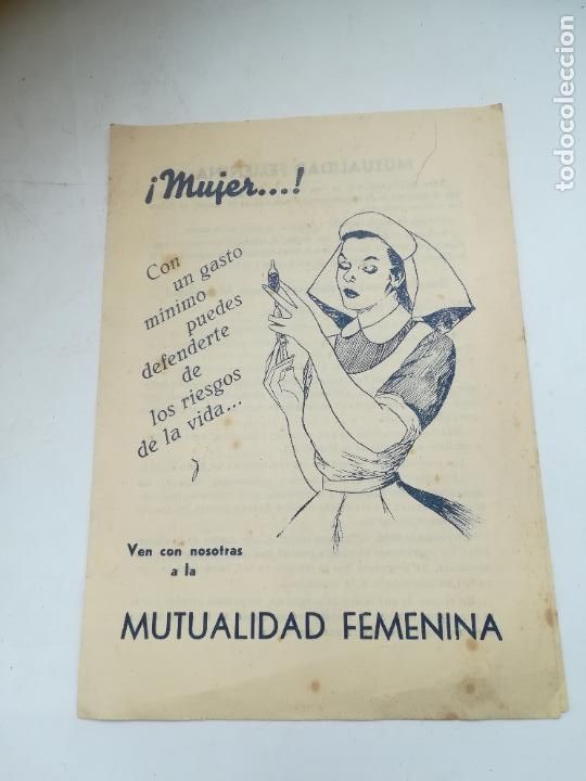 Collectionnisme Papier divers: PROPAGANDA. VE A LA MUTUALIDAD FEMENINA. SECCI&Oacute;N MEDICINA GENERAL Y MATERNIDAD. VER