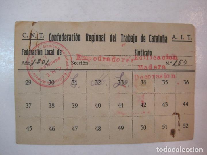 Outros artigos de papel: C.N.T.-CONFEDERACION REGIONAL TRABAJO CATALU&Ntilde;A-SINDICATO EDIFICACION MADERA-VER FOTOS-(86.603)