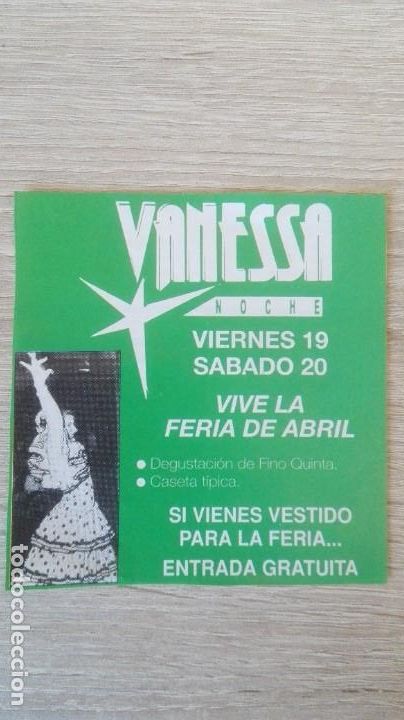Sammelleidenschaft Andere Papierartikel: VANESSA NOCHE-VALENCIA-PUBLICIDAD-A&Ntilde;O 1991.