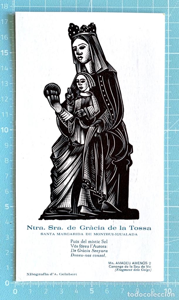 Sammelleidenschaft Andere Papierartikel: Estampa Ntra. Sra. Gr&agrave;cia de la Tossa. SANTA MARGARIDA DE MONTBUI-IGUALADA. Xilograf&iacute;a d'A. Gelabert