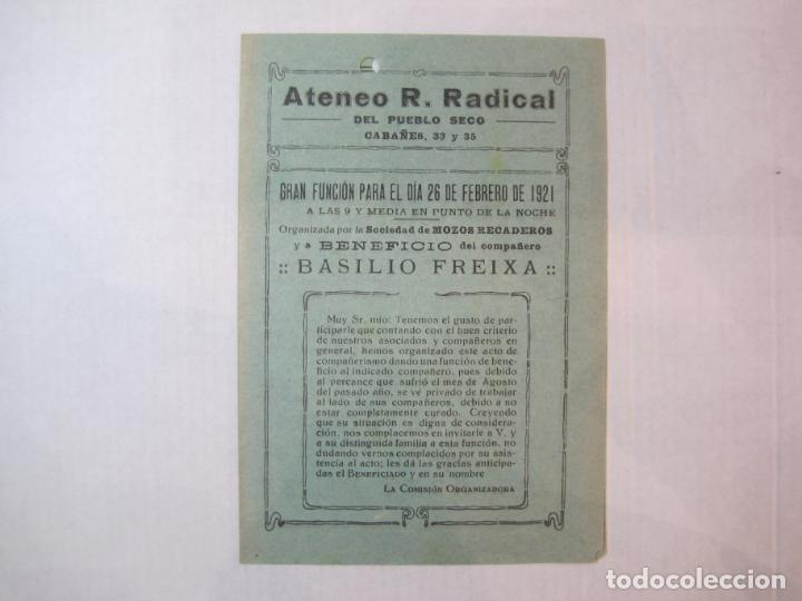 Altri oggetti di carta: BARCELONA-ATENEO R. RADICAL-BASILIO FREIXA-PROGRAMA A&Ntilde;O 1921-VER FOTOS-(K-5218)