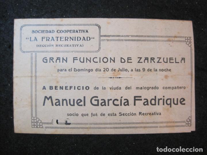 Paper Collecting Others: BARCELONA-SOCIEDAD COOPERATIVA LA FRATERNIDAD-MANUEL GARCIA FADRIQUE-PROGRAMA-VER FOTOS-(87.311)