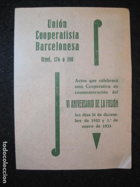 Paper Collecting Others: BARCELONA-UNION COOPERATISTA BARCELONESA-TEATRO-PROGRAMA A&Ntilde;O 1933-VER FOTOS-(K-5217)