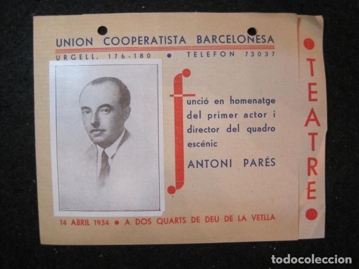 Otros art&iacute;culos de coleccionismo en papel: BARCELONA-UNION COOPERATISTA BARCELONESA-ANTONI PARES-MILLAS-PROGRAMA ANY 1934-VER FOTOS-(K-5245)