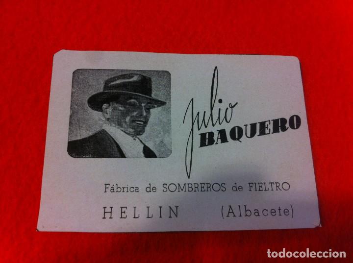 Paper Collecting Others: ANUNCIO PUBLICITARIO DE 1940. JULIO BAQUERO. F&Aacute;BRICA DE SOMBREROS DE FIELTRO. HELLIN, ALBACETE