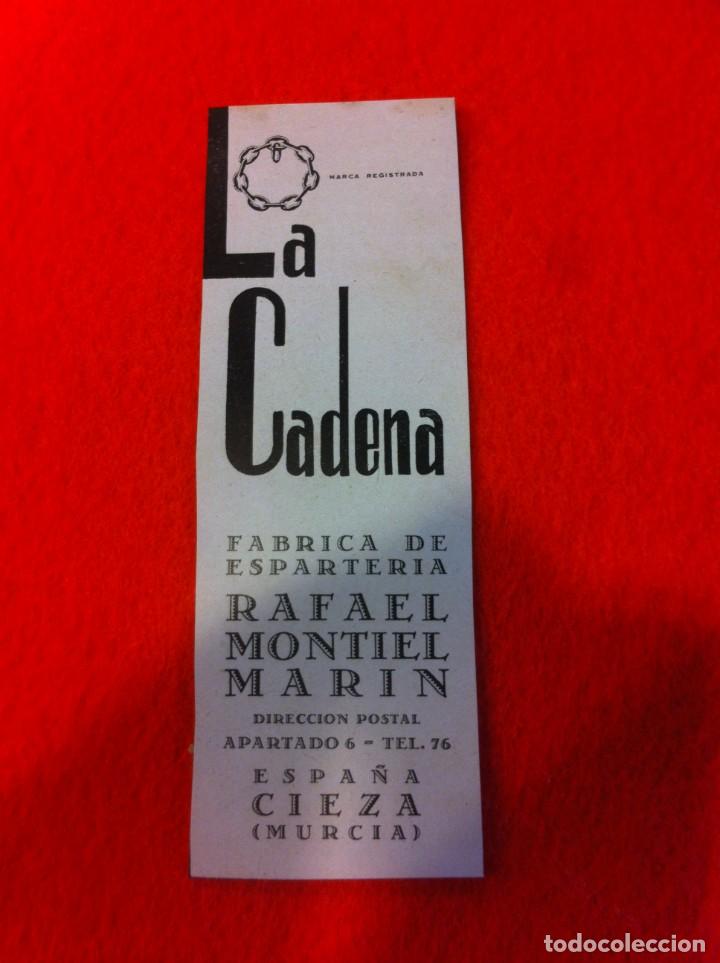 Outros artigos de papel: ANUNCIO PUBLICITARIO DE 1940. LA CADENA, ESPARTER&Iacute;A. RAFAEL MONTIEL MAR&Iacute;N. CIEZA, MURCIA