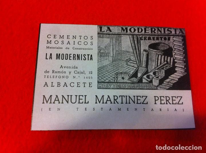 Outros artigos de papel: ANUNCIO PUBLICITARIO DE 1940. LA MODERNISTA, CEMENTOS. MANUEL MART&Iacute;NEZ P&Eacute;REZ. ALBACETE