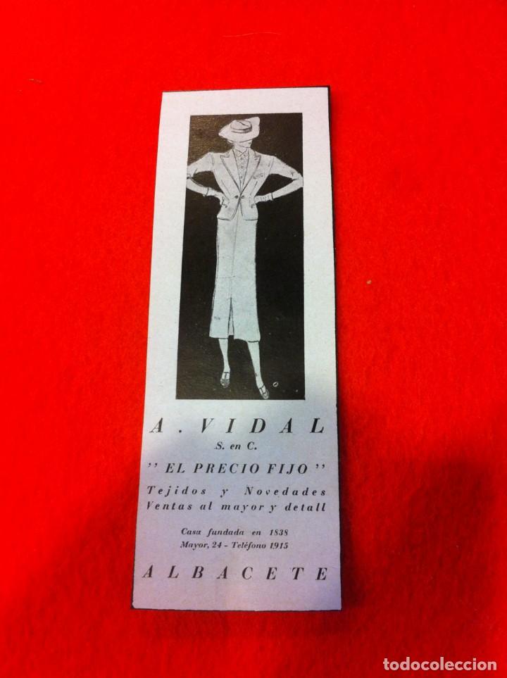 Collectionnisme Papier divers: ANUNCIO PUBLICITARIO DE 1940. A. VIDAL. EL PRECIO FIJO. TEJIDOS Y NOVEDADES. ALBACETE