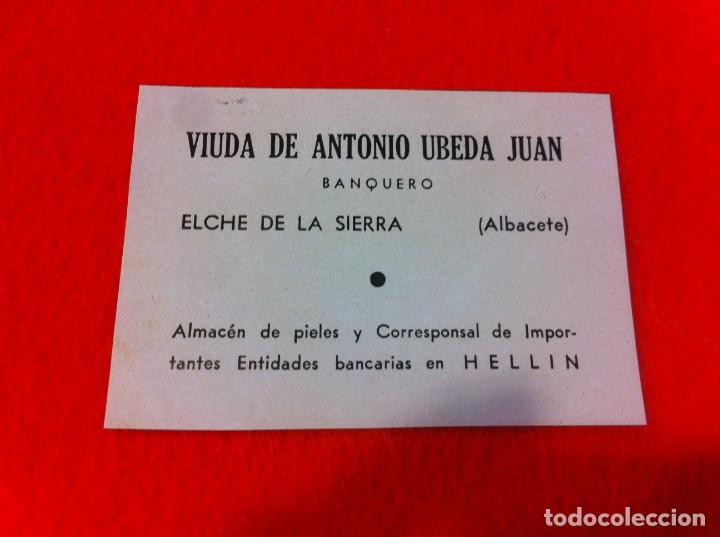 Paper Collecting Others: ANUNCIO PUBLICITARIO DE 1940. VIUDA DE ANTONIO &Uacute;BEDA JUAN. BANQUERO. ELCHE DE LA SIERRA. ALBACETE