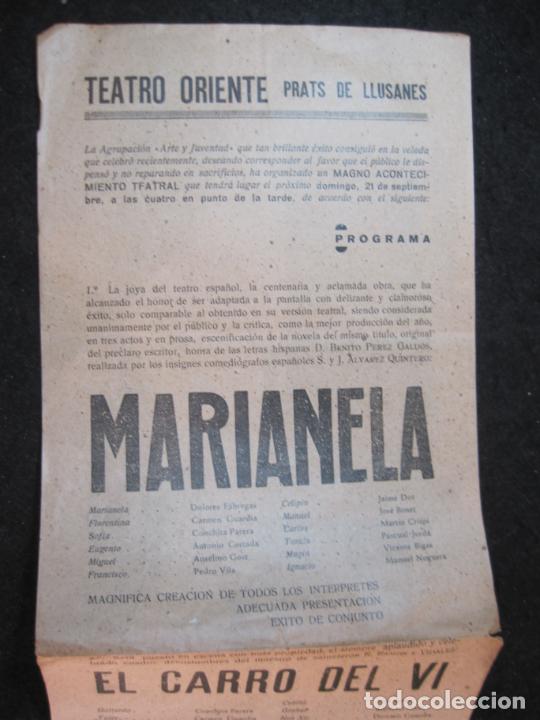 Otros art&iacute;culos de coleccionismo en papel: PRATS DE LLUSANES-TEATRO ORIENTE-MARIANELA-SEPTIEMBRE 1941-PROGRAMA ANTIGUO-VER FOTOS-(K-5256)