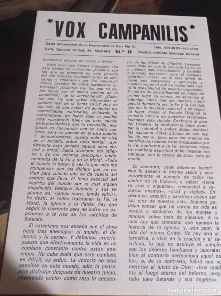 Otros Art&iacute;culos de Coleccionismo en Papel: VOX CAMPANILIS. N&ordm; 8 PUBLICACI&Oacute;N HERMANDAD SACERDOTAL SAN PIO X REF. UR EST