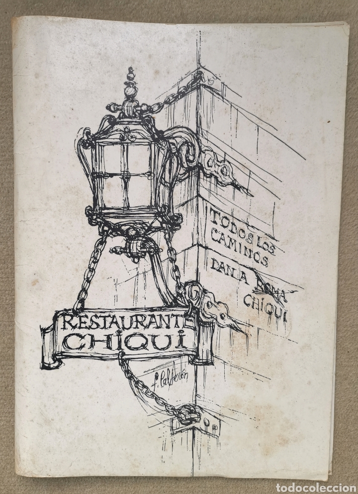 Otros art&iacute;culos de coleccionismo en papel: Carta Men&uacute; del Restaurante Chiqui - Santander (Cantabria) - Formato 31,5x23cm - Fernando Calder&oacute;n