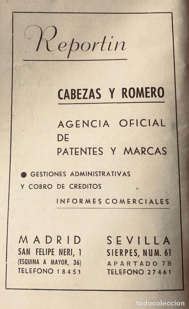 Otros art&iacute;culos de coleccionismo en papel: Publicidad original a&ntilde;o 1943. Agencia de patentes 'Report&iacute;n', Sevilla y Madrid. 7 x 12 cm.