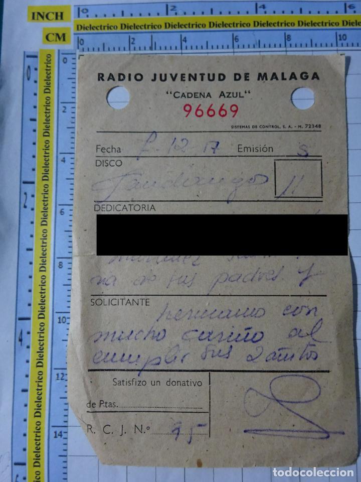 Paper Collecting Others: DOCUMENTO TV RADIO. PETICI&Oacute;N DEL OYENTE A RADIO JUVENTUD DE M&Aacute;LAGA CADENA AZUL. 2886