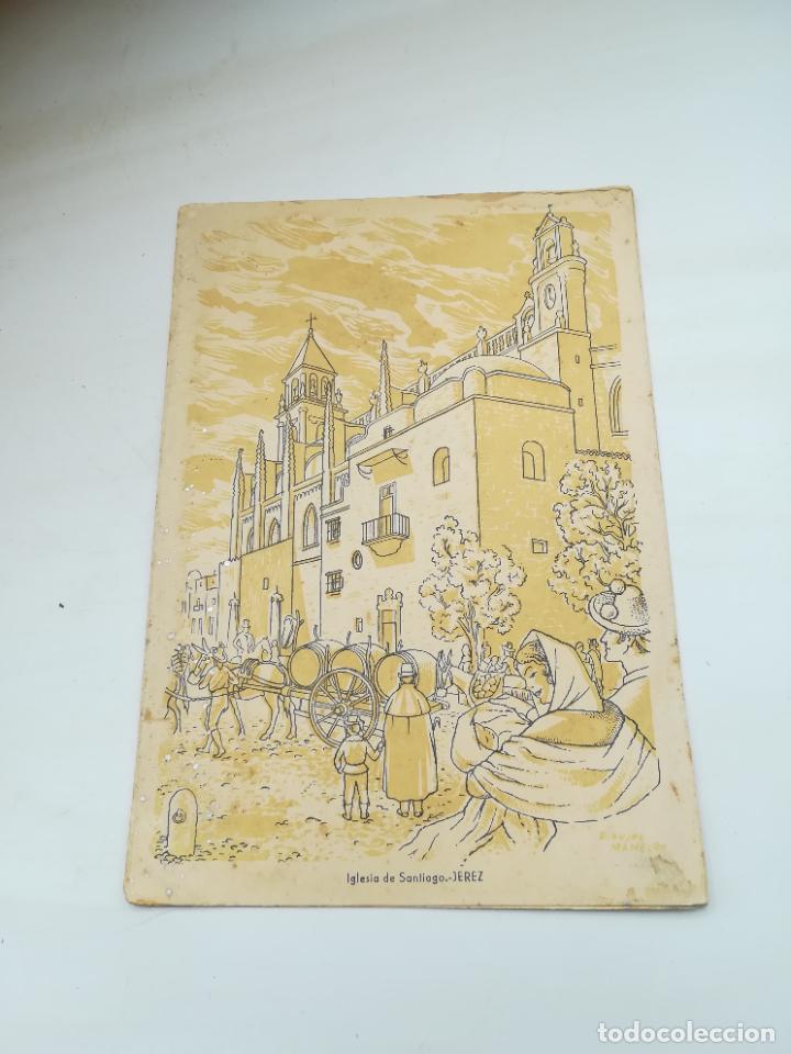 Collectionnisme Papier divers: TARJETA DE FELICITACION. DIBUJO DE MAMELON. IGLESIA DE SANTIAGO. JEREZ DE LA FRONTERA.