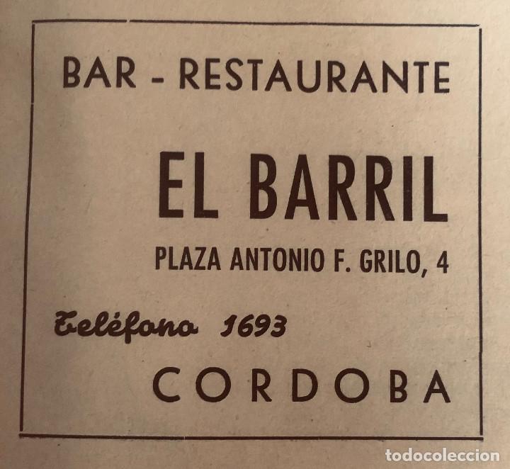 Otros art&iacute;culos de coleccionismo en papel: Publicidad original a&ntilde;o 1943. Bar restaurante 'El Barril', C&oacute;rdoba. 7 x 8 cm. Buen estado.
