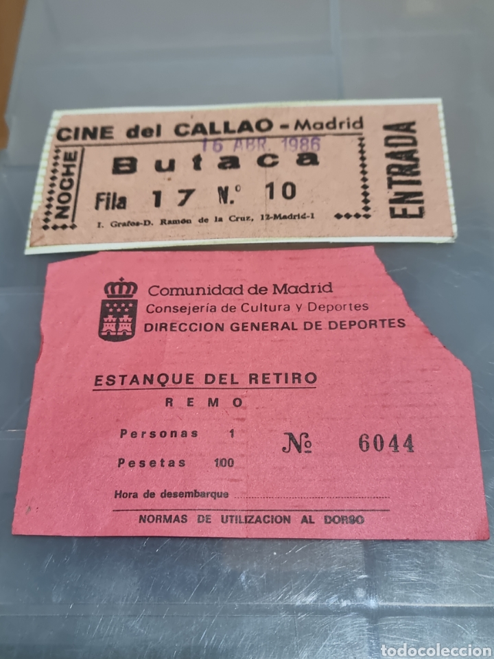 Otros Art&iacute;culos de Coleccionismo en Papel: ENTRADAS ANTIGUAS CINE CALLAO Y ESTANQUE DEL RETIRO