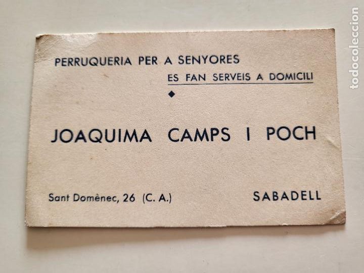 Otros art&iacute;culos de coleccionismo en papel: TARJETA DE VISITA COMERCIAL PELUQUERIA A DOMICILIO PERRUQUERIA SABADELL