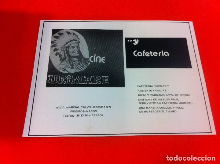 Paper Collecting Others: ANUNCIO PUBLICITARIO EN PAPEL. A&Ntilde;O 1984. CINE Y CAFETER&Iacute;A URIMARE. PI&Ntilde;EIROS, NAR&Oacute;N, FERROL