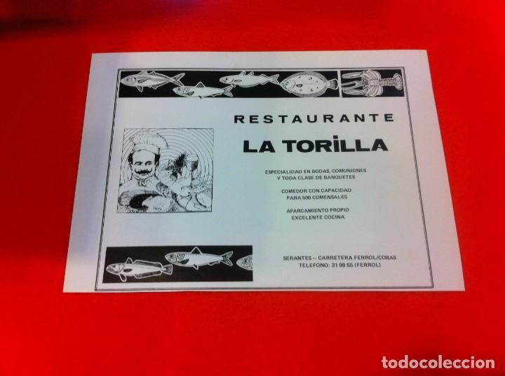 Outros artigos de papel: ANUNCIO PUBLICITARIO EN PAPEL. A&Ntilde;O 1984. FERROL. RESTAURANTE LA TORILLA. SERANTES