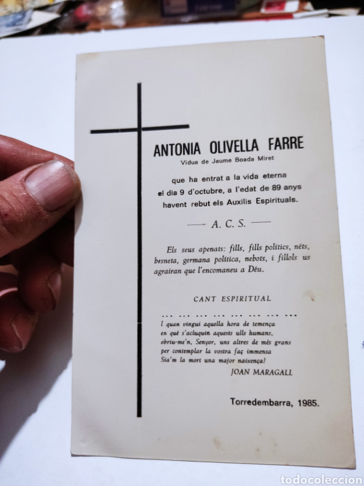esquela-muerte-torredembarra-1985-compra-venta-en-todocoleccion