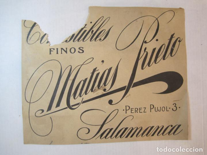 Outros artigos de papel: SALAMANCA-COMESTIBLERS MATIAS PRIETO-ORIGINAL PUBLICIDAD-VER FOTOS-(K-5347)