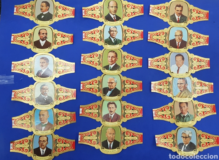 Otros Art&iacute;culos de Coleccionismo en Papel: Lote 18 vitolas tabacos alvaro, serie premios Nobel