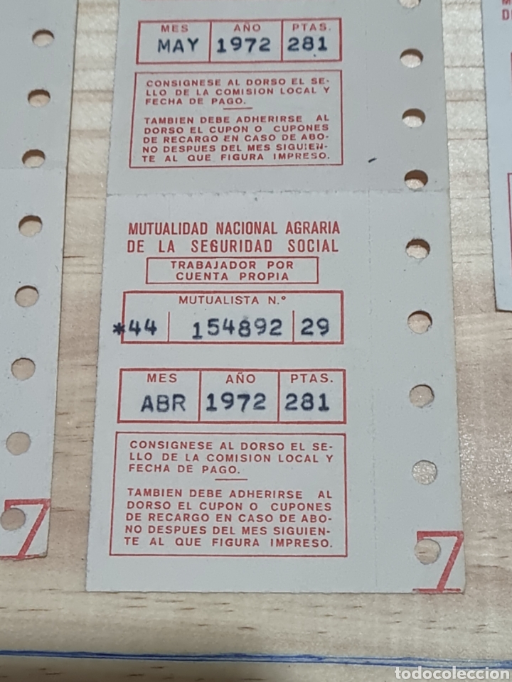Otros Art&iacute;culos de Coleccionismo en Papel: PAGOS MUTUALIDAD NACIONAL AGRARIA DE LA SEGURIDAD SOCIAL 1972