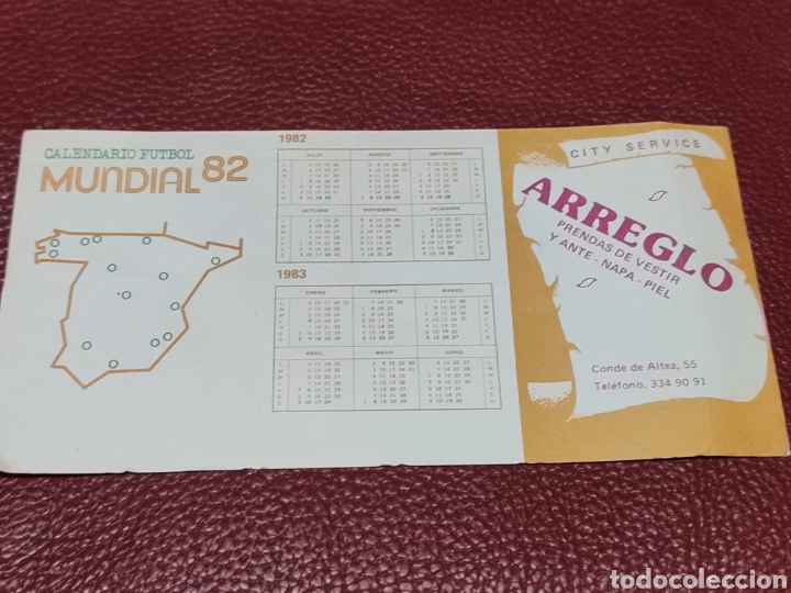 Collectionnisme Papier divers: Calendario Mundial 1982 City Service Valencia Conde de Altea