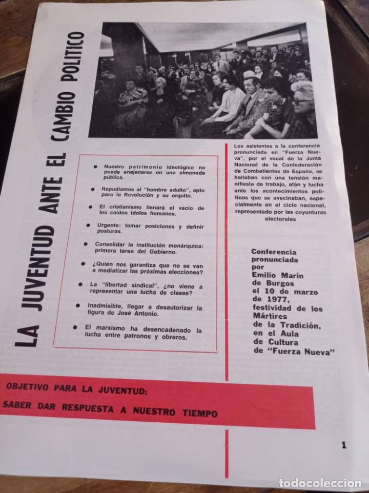 Otros Art&iacute;culos de Coleccionismo en Papel: CONFERENCIA EMILIO MARIN DE BURGOS. AULA DE CULTURA FUERZA NUEVA MARZO DE 1977 REF. UR EST