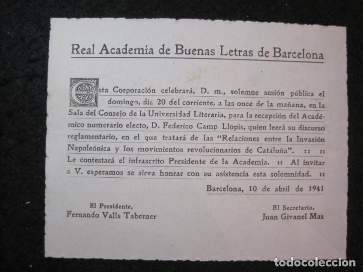 Paper Collecting Others: REAL ACADEMIA BUENAS LETRAS BARCELONA-A&Ntilde;O 1941-RECEPCION A FEDERICO CAMP LLOPIS-VER FOTOS-(K-5474)