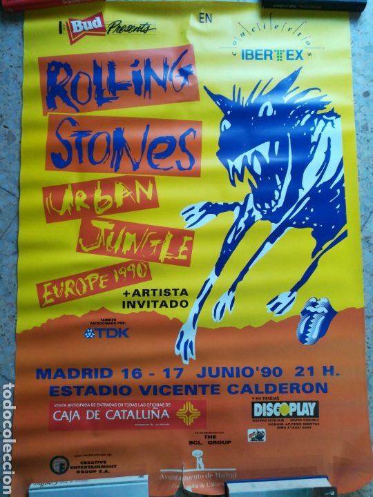 Outros artigos de papel: Poster Rolling Stones Urban Jungle Europe 1990 Madrid. 99x68