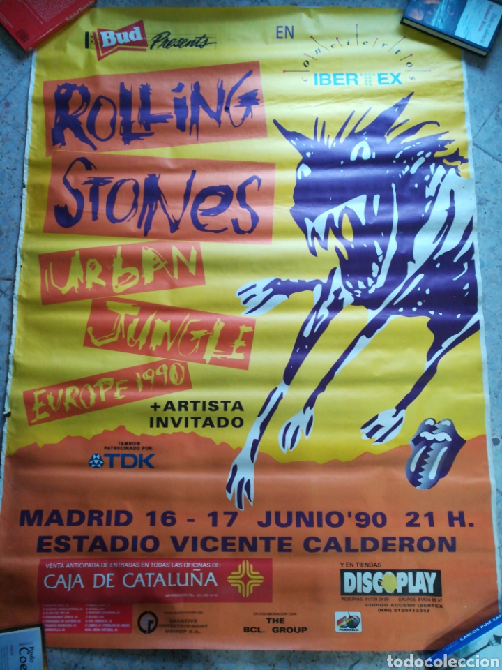 Outros artigos de papel: Poster Rolling Stones Uban Jungle Europe 1990 Madrid. 138x100