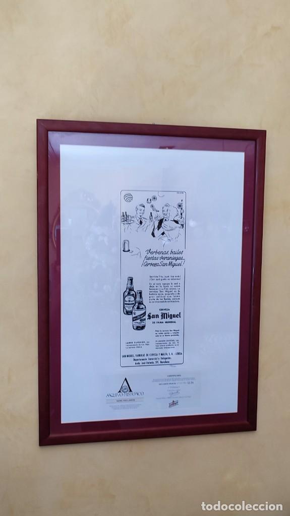 Otros Art&iacute;culos de Coleccionismo en Papel: PUBLICIDAD CERVEZA SAN MIGUEL, DURANTE LA CENA, NUMERADO CON CERTIFICADO DE AUTENTICIDAD. Enmarcada