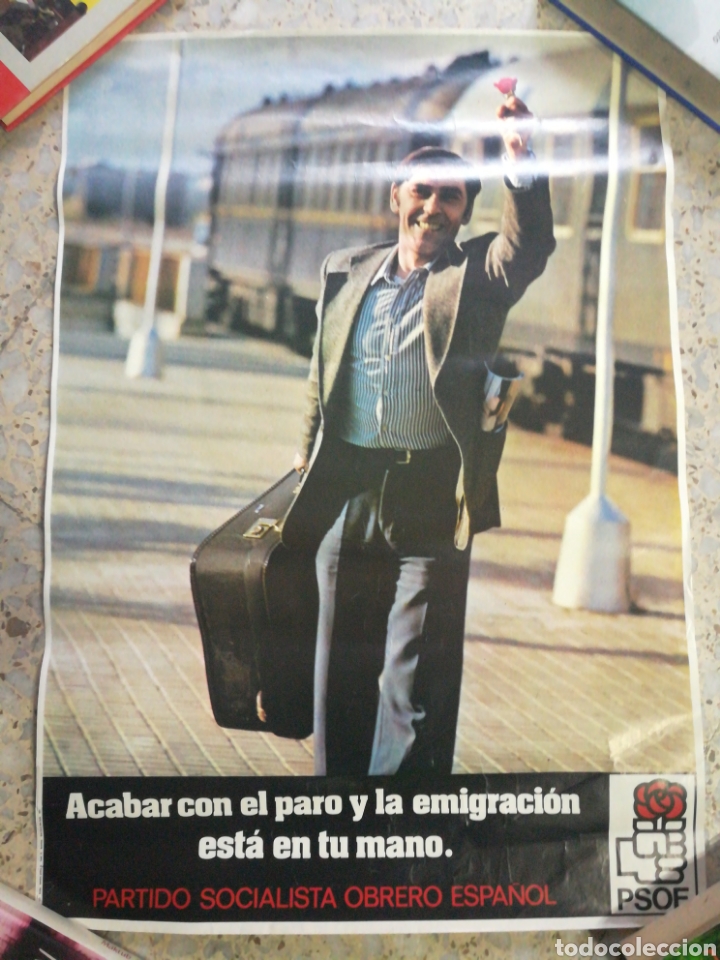 Outros artigos de papel: Poster Partido Socialista Obrero Espa&ntilde;ol Psoe. 1977