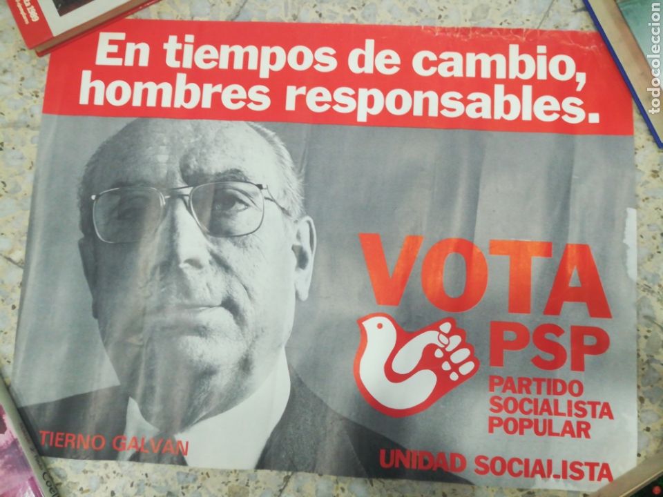 Outros artigos de papel: Poster Partido Socialista Popular. Tierno Galv&aacute;n. Medidas 64x48