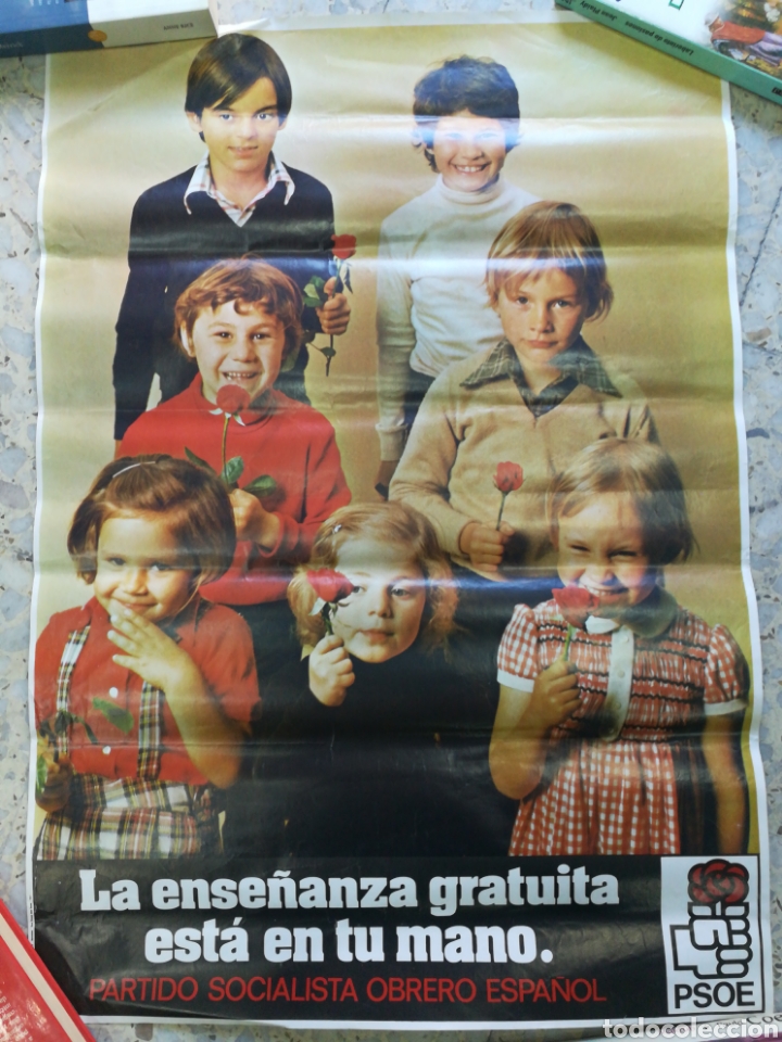Outros artigos de papel: Poster PSOE 1977 Ense&ntilde;anza Gratuita. Medidas 68x48