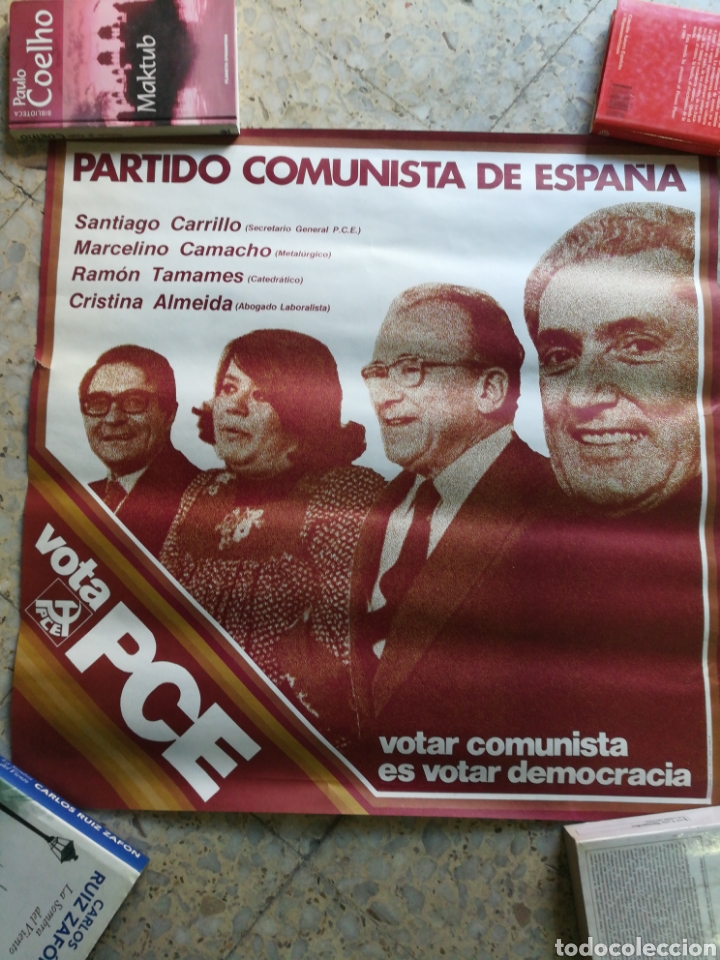 Outros artigos de papel: Poster Partido Comunista 1977. Carrillo, Cacho, Tamames y Almeida. Medidas 65x65