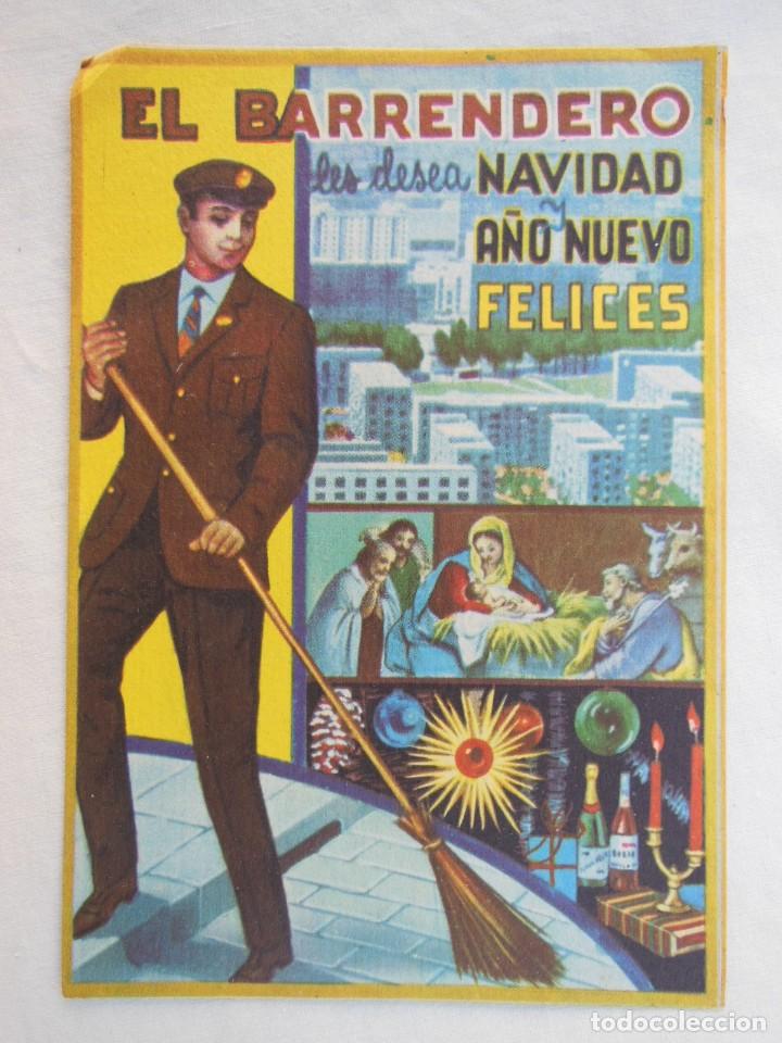 Outros artigos de papel: ANTIGUA FELICITACI&Oacute;N NAVIDE&Ntilde;A / TARJETA AGUINALDO - OLD CHRISTMAS CARD: EL BARRENDERO