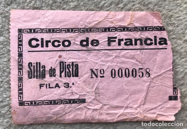 Otros Art&iacute;culos de Coleccionismo en Papel: Antigua entrada Circo de Francia - Silla de pista