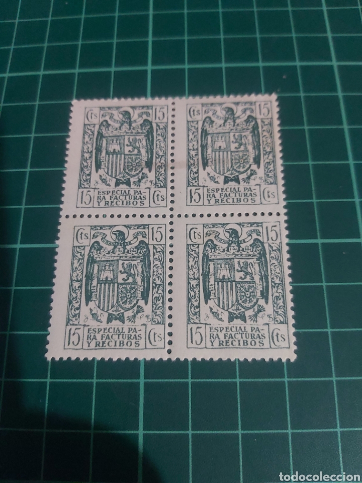 Collectionnisme Papier divers: ESPA&Ntilde;A AGUILA FRANQUISTA 15 CENTIMOS P&Oacute;LIZA ESPECIAL FACTURAS Y RECIBOS