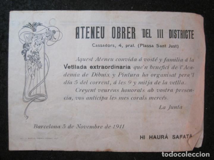 Altri oggetti di carta: BARCELONA-ATENEU OBRER DEL III DISTRICTE-PROGRAMA-ANY 1911-VER FOTOS-(K-5593)