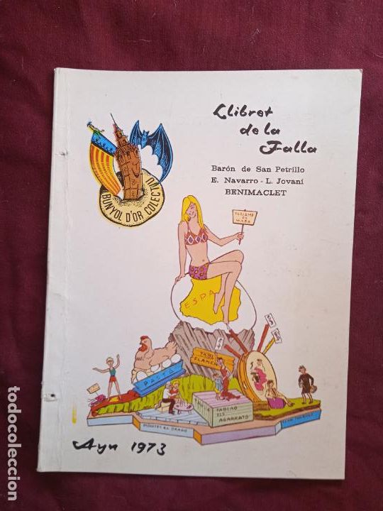 Otros art&iacute;culos de coleccionismo en papel: Fallas de Valencia. Llibret de la falla Bar&oacute;n San Petrillo Jovani Navarro (Benimaclet) 1973